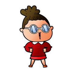 cartoon woman wearing spectacles