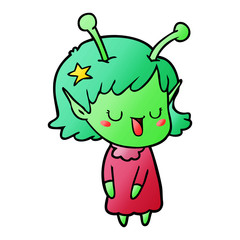 happy alien girl cartoon