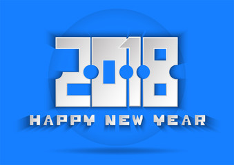 Happy new year text on blue background.