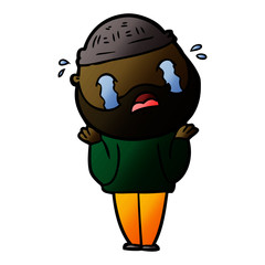cartoon bearded man crying