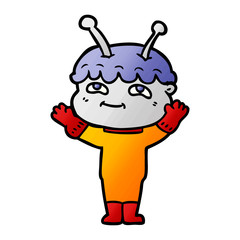 friendly cartoon spaceman waving