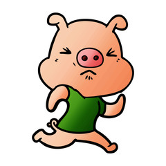 cartoon angry pig wearing tee shirt