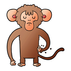 cartoon monkey scratching