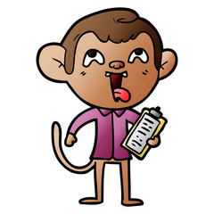 crazy cartoon monkey with clipboard