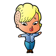 Obraz premium cartoon surprised girl