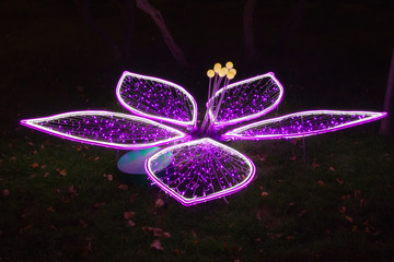 Artificial electric flower at boulevard, Moscow, Russia