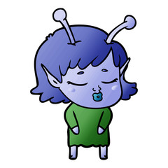 cute alien girl cartoon