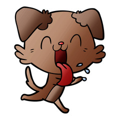 cartoon panting dog running