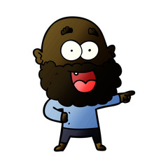 cartoon crazy happy man with beard