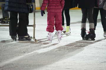 Unidentifiable Ice skaters using a temporary rink during the Christmas and New Year holiday period