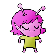 smiling alien girl cartoon