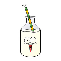 happy carton milk bottle with straw