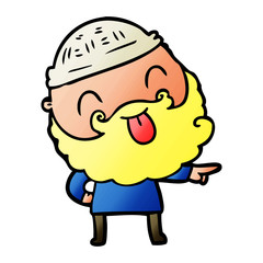 man with beard sticking out tongue