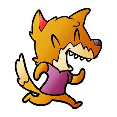 laughing fox running away