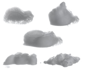 White foam bubbles isolated on white background