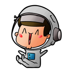 happy cartoon astronaut sitting