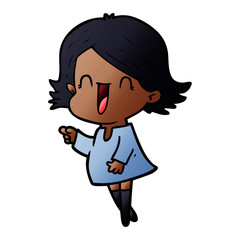 cartoon happy woman