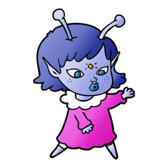 pretty cartoon alien girl