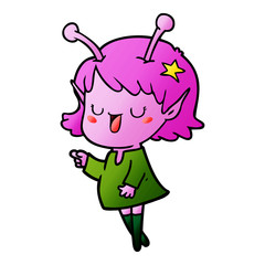 happy alien girl cartoon