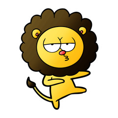 cartoon bored lion dancing