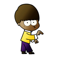 nervous cartoon boy