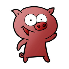 cheerful pig cartoon