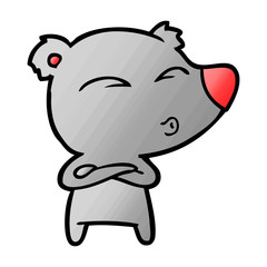 Obraz premium cartoon whistling bear