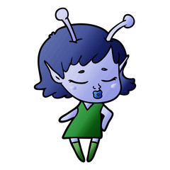 cute alien girl cartoon