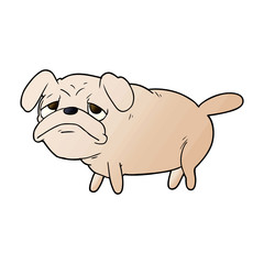 cartoon unhappy pug dog