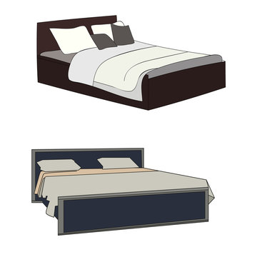 vector, isolated furniture collection, bed