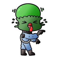 weird cartoon alien pointing