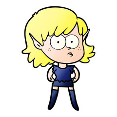 cartoon elf girl staring