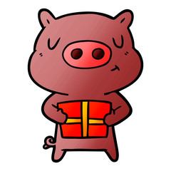 cartoon christmas pig