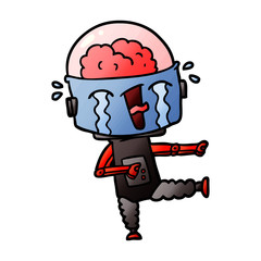 cartoon crying robot pointing