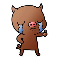 cartoon pig crying