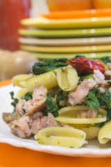 pasta broccoli and sausages