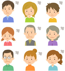 顔　セット　怒る