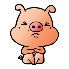 Obraz premium cartoon angry pig sat waiting
