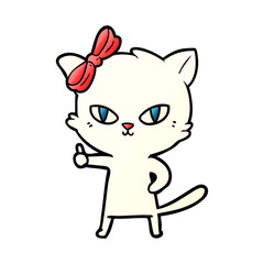 cute cartoon cat giving thumbs up symbol
