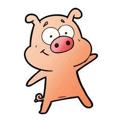 happy cartoon pig