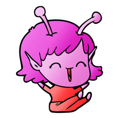 cartoon alien girl laughing