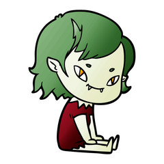cartoon friendly vampire girl sat down