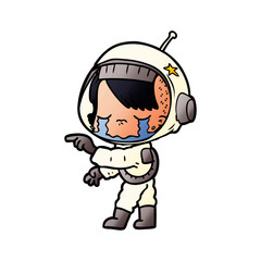 cartoon crying astronaut girl