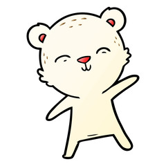 happy cartoon polar bear pointing
