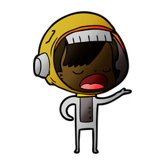 cartoon astronaut woman explaining