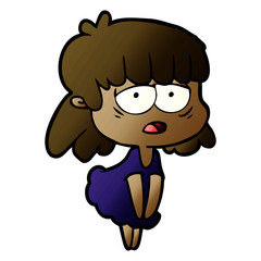 cartoon tired woman