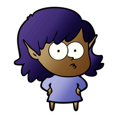 cartoon elf girl staring