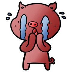 crying pig cartoon
