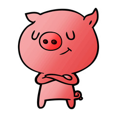 happy cartoon pig