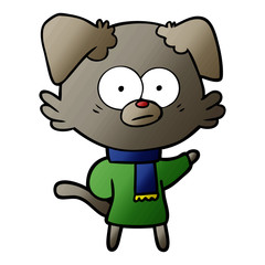 nervous dog wearing scarf